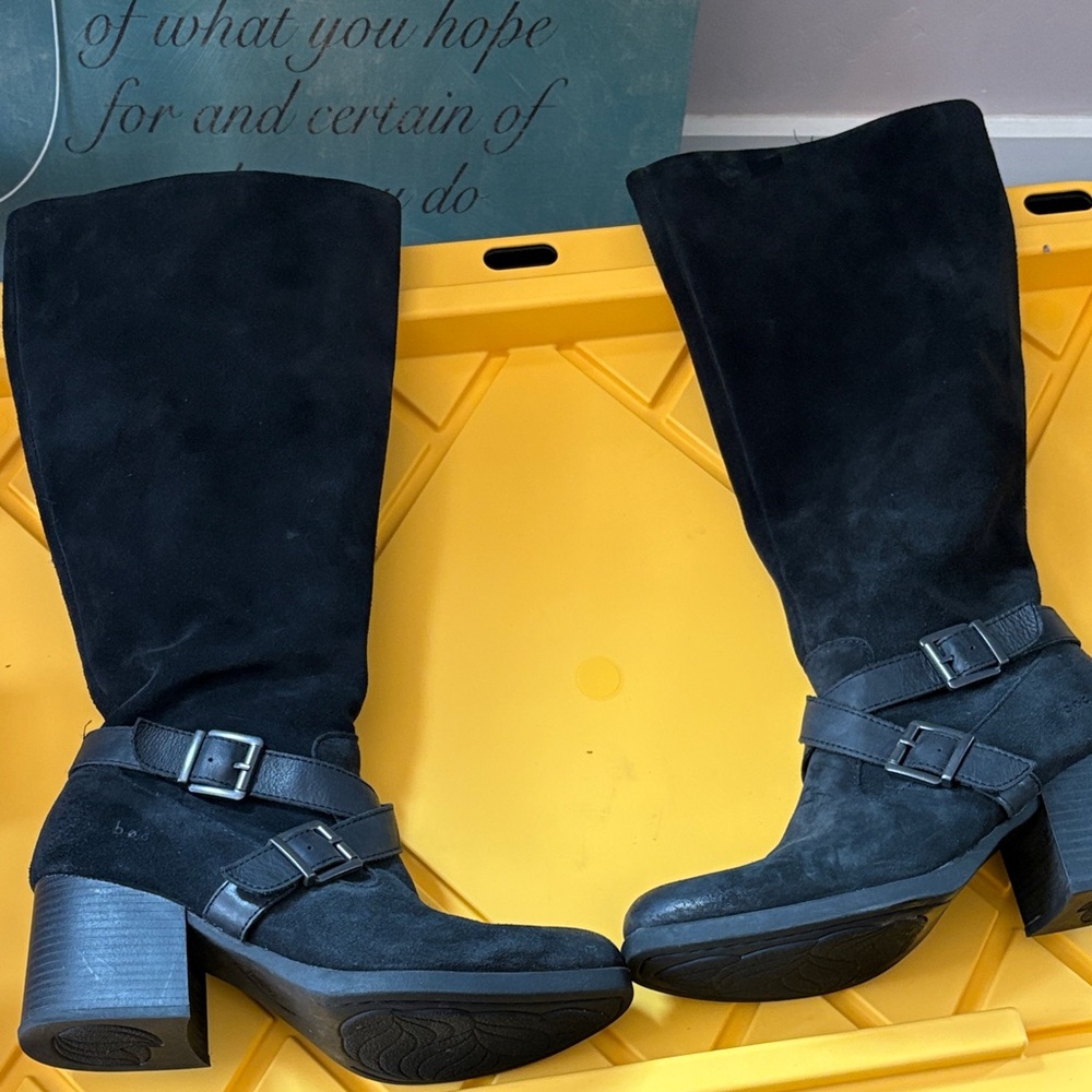 BOC Black Suede Heeled Boots